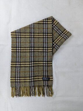 Authentic Burberry 100% Lambswool Nova Check Green Scarf Unisex